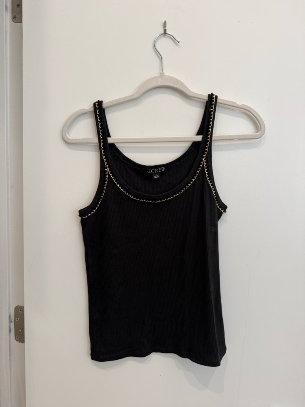 J. Crew Black Ribbed Tank with Gold Chain trim size S